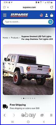 Suparee Smoked LED Tail Lights For Jeep Gladiator Tail Lights LED