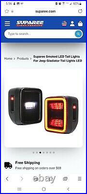 Suparee Smoked LED Tail Lights For Jeep Gladiator Tail Lights LED