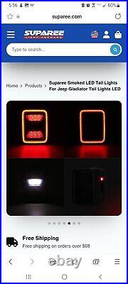 Suparee Smoked LED Tail Lights For Jeep Gladiator Tail Lights LED