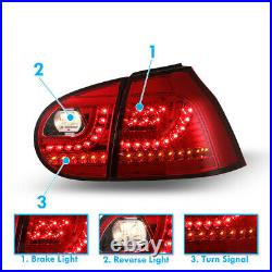 Tail Lights For 06-09 Volkswagen MK5 Golf / GTI / Rabbit LED Chrome Red Rear