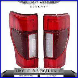 Tail Lights For 2020-2022 Ford F250 LED with Blind Spot Red Clear Left+Right Side