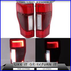 Tail Lights For 2020-2022 Ford F250 LED with Blind Spot Red Clear Left+Right Side