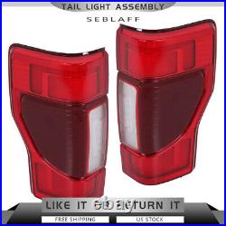 Tail Lights For 2020-2022 Ford F250 LED with Blind Spot Red Clear Left+Right Side