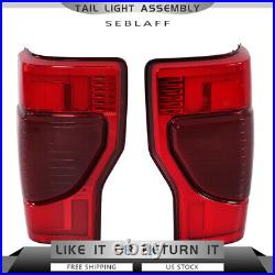 Tail Lights For 2020-2022 Ford F250 LED with Blind Spot Red Clear Left+Right Side