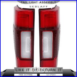 Tail Lights For 2020-2022 Ford F250 LED with Blind Spot Red Clear Left+Right Side