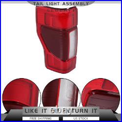 Tail Lights For 2020-2022 Ford F250 LED with Blind Spot Red Clear Left+Right Side