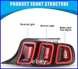 Tail Lights for 2010-2014 Ford Mustang LED Sequential Signal DRL Brake Lamps Set