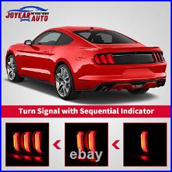 Tail Lights for 2015-2022 Ford Mustang LED Sequential Turn Signal Black Clear