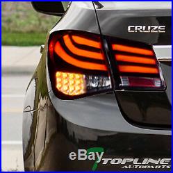 Topline For 2011-2016 Chevy Cruze LED Tube Bar Red Smoke Tail Lights 4-Pieces