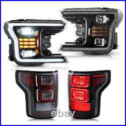 VLAND Black Headlights+Clear Tail lights For Ford F-150 2018-20 LED Lampa 2pair