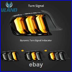 VLAND Clear LED Tail Lights For 2015-2021 Ford Mustang with Sequential & 5Modes