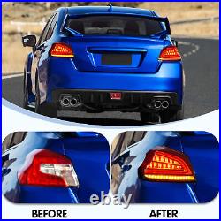 VLAND Clear Lens LED-Tail Lights For Subaru-WRX & STI 2014-2021 Rear Brake-Lamps