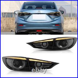 VLAND FULL LED Smoked Tail Lights For 2014-2018 Mazda 3 sedan Sequential Turn