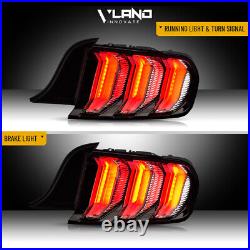 VLAND For 2015-2023 Ford Mustang Euro Clear Pair LED Sequential Tube Tail Lights