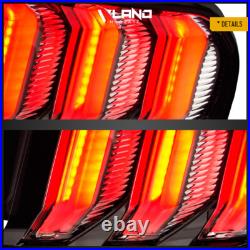 VLAND For 2015-2023 Ford Mustang Euro Clear Pair LED Sequential Tube Tail Lights