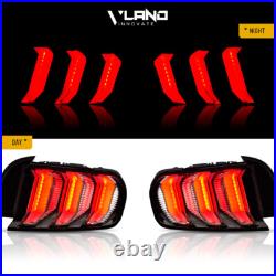 VLAND For 2015-2023 Ford Mustang Euro Clear Pair LED Sequential Tube Tail Lights
