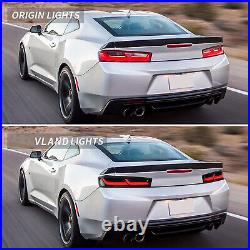 VLAND For 2016-2018 Chevy Camaro Led Smoked Black Tail Lights WithRed Sequential