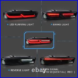 VLAND For 2016-2018 Chevy Camaro Led Smoked Black Tail Lights WithRed Sequential