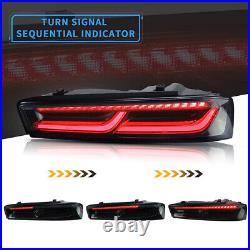 VLAND For 2016-2018 Chevy Camaro Led Smoked Black Tail Lights WithRed Sequential