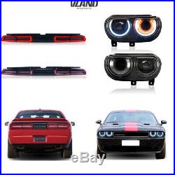 VLAND For Dodge Challenger 2008-2014 LED Headlights&LED Tail Lights Red Assmbly