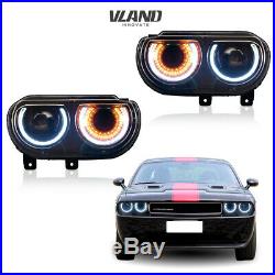 VLAND For Dodge Challenger 2008-2014 LED Headlights&LED Tail Lights Red Assmbly