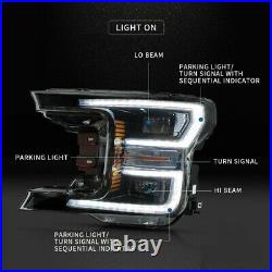 VLAND LED Black Headlight + LED Tail Lights Fits For Ford F150 F-150 2018-2020