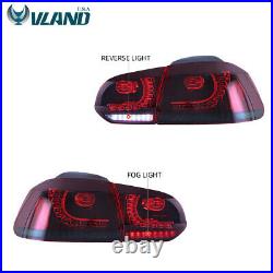 VLAND LED Red Smoked Tail Lights For VW Volkswagen Golf 6 MK6 GTI R 2010-2014