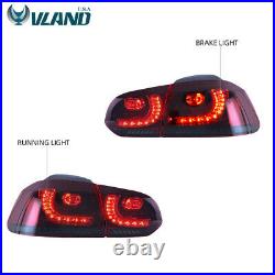 VLAND LED Red Smoked Tail Lights For VW Volkswagen Golf 6 MK6 GTI R 2010-2014