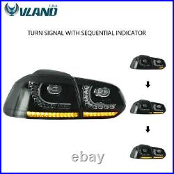 VLAND LED Smoked Tail Lights For VW Volkswagen Golf 6 MK6 GTI R 2010-2014