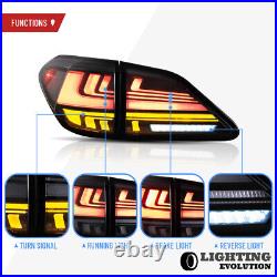 VLAND LED Tail Lights For 2009-2014 Lexus RX350 RX450 Smoke Lens Sequential Pair