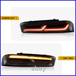 VLAND LED Tail Lights For Chevy Camaro 2016-2018 DRL FULL Smoked Rear Lights