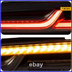 VLAND LED Tail Lights For Chevy Camaro 2016-2018 DRL FULL Smoked Rear Lights