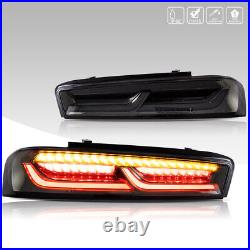 VLAND LED Tail Lights For Chevy Camaro 2016-2018 DRL FULL Smoked Rear Lights
