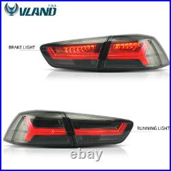 VLAND LED Tail Lights For Mitsubushi Lancer & EVO X 2008-2017 Audi Style Smoked