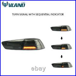 VLAND LED Tail Lights For Mitsubushi Lancer & EVO X 2008-2017 Audi Style Smoked