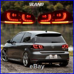 VLAND LED Tail Lights For VW GOLF MK6 GTI R 2010-2014 Cherry Red Rear Light