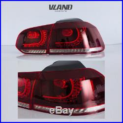 VLAND LED Tail Lights For VW GOLF MK6 GTI R 2010-2014 Cherry Red Rear Light