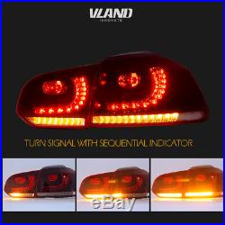 VLAND LED Tail Lights For VW GOLF MK6 GTI R 2010-2014 Cherry Red Rear Light