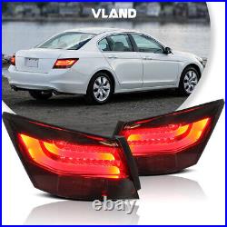 VLAND LED Tail Lights Smoked Lens Rear Lamp For 2008-2012 Honda Accord Sedan