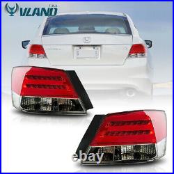 VLAND Pair LED Tail Lights for Honda Accord 2008-2012 LED Rear Lamps Red Lens