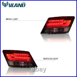 VLAND Pair LED Tail Lights for Honda Accord 2008-2012 LED Rear Lamps Red Lens