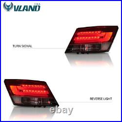 VLAND Pair LED Tail Lights for Honda Accord 2008-2012 LED Rear Lamps Red Lens