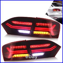 VLAND Pair RED LED Tail Lights Rear Lamps For 2011-2014 Volkswagen Jetta Mk6 L+R