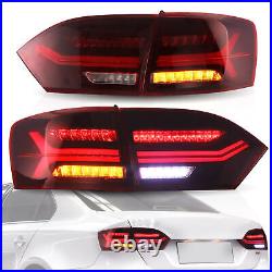 VLAND Pair RED LED Tail Lights Rear Lamps For 2011-2014 Volkswagen Jetta Mk6 L+R