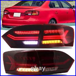 VLAND Pair RED LED Tail Lights Rear Lamps For 2011-2014 Volkswagen Jetta Mk6 L+R