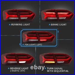 VLAND Pair RED LED Tail Lights Rear Lamps For 2011-2014 Volkswagen Jetta Mk6 L+R