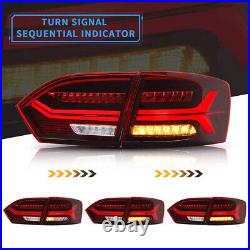 VLAND Pair RED LED Tail Lights Rear Lamps For 2011-2014 Volkswagen Jetta Mk6 L+R