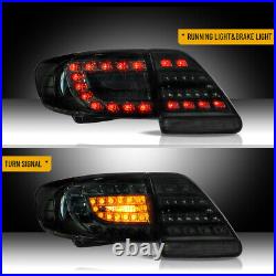 VLAND Pair Smoked LED Tail Lights For 2011-2013 Toyota Corolla Rear Brake Lamp