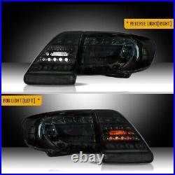 VLAND Pair Smoked LED Tail Lights For 2011-2013 Toyota Corolla Rear Brake Lamp