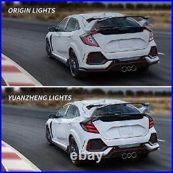 VLAND Pair Smoked LED Tail Lights For 2016-21 Honda Civic Hatchback Type R Lamps